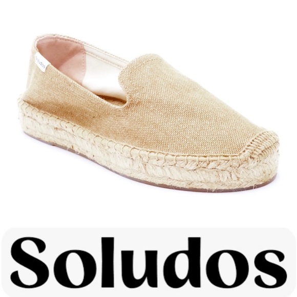 NIB Soludos Platform Smoking Slipper Espadrille in Safari 8